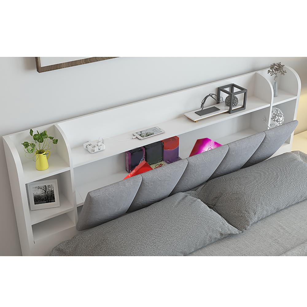 Modern White Storage Bed Low Profile Queen Bed with 3 Drawers