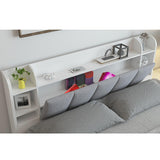 Modern White Storage Bed Low Profile Queen Bed with 3 Drawers