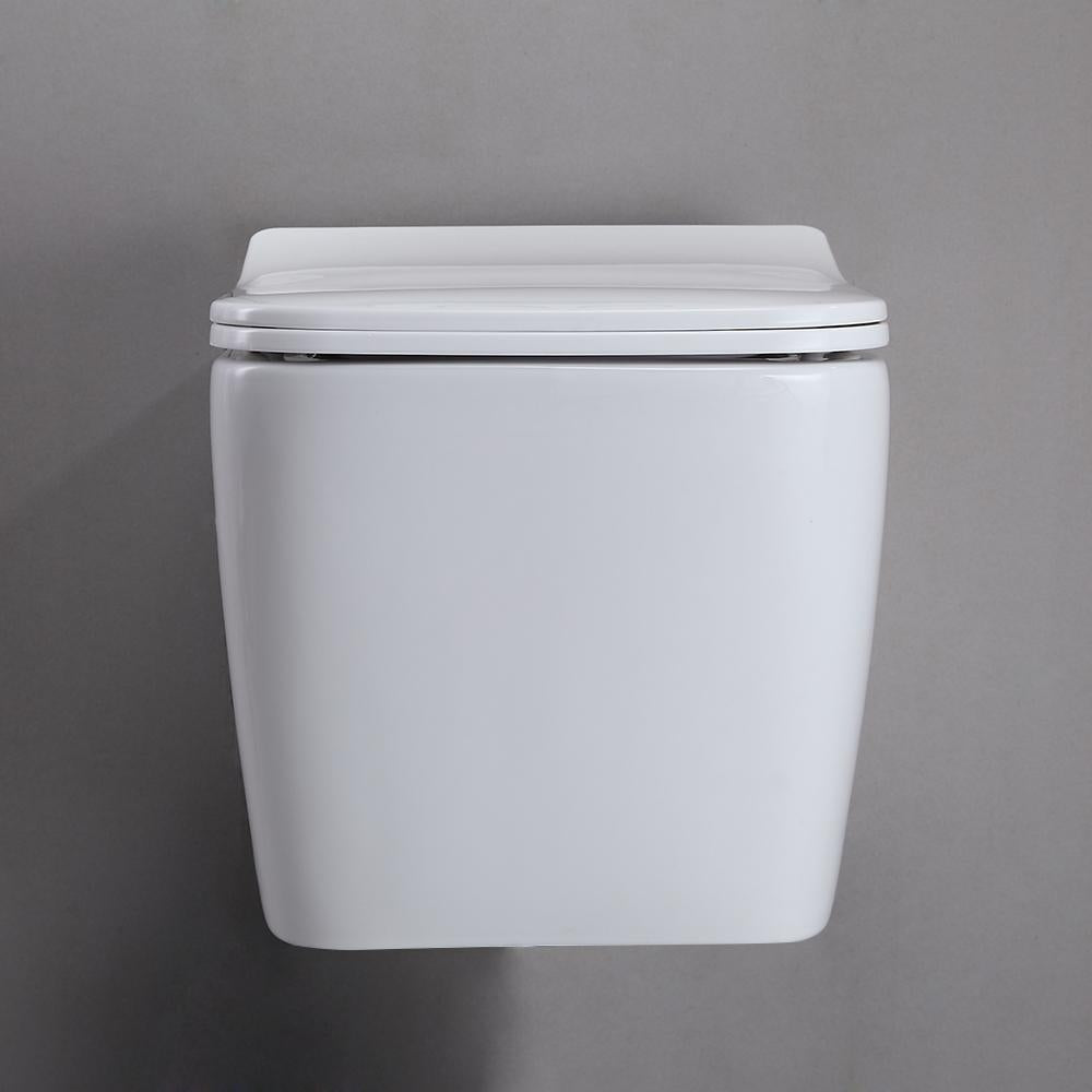 Wall Hung Toilet with In-Wall Tank and Carrier System Elongated 1.1/1.6 GPF Dual Flush in White