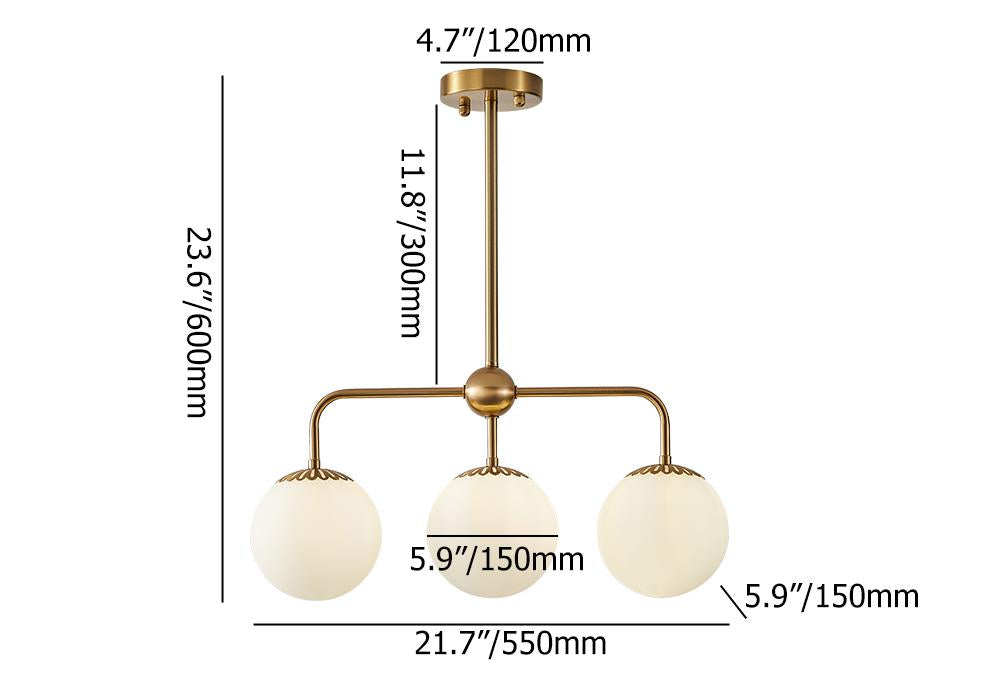 Modern Gold Globe 3-Light Indoor Metal Kitchen Island Light