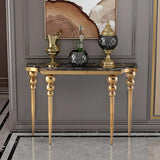 47.2" Classical Black Marble Console Table Narrow Entryway Table Stainless Steel Legs