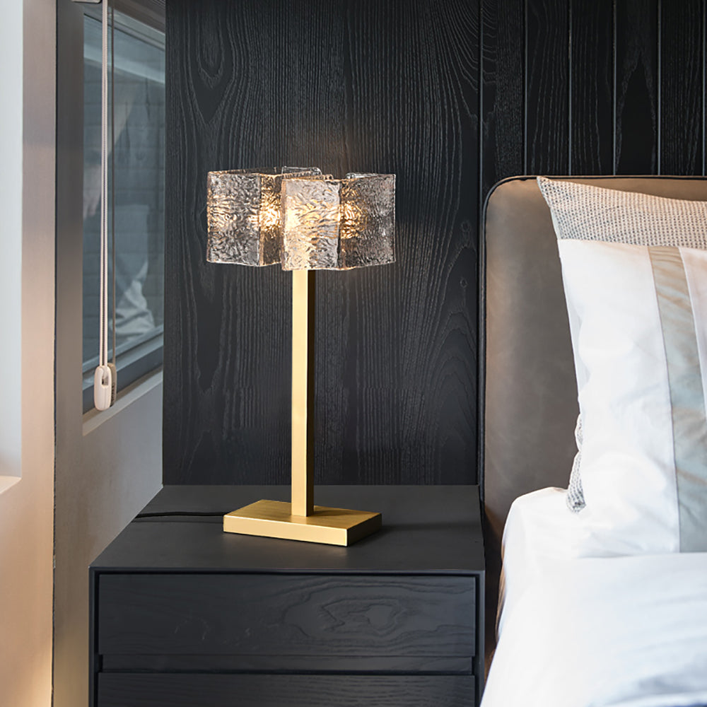 Modern 2-Light Water-ripple Glass Table Lamp with On / Off Switch