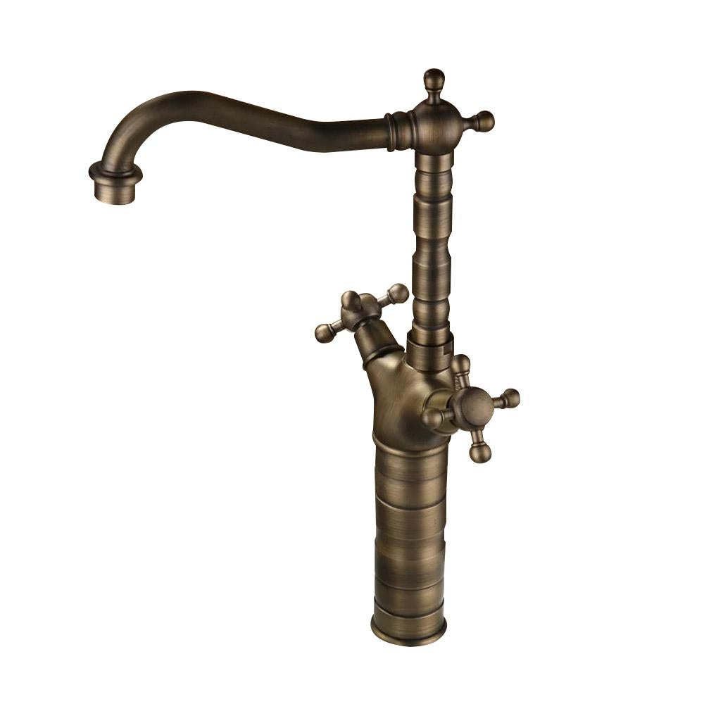 Chester Classic Style Double Cross Handle Single Hole Brass Vessel Bathroom Faucet