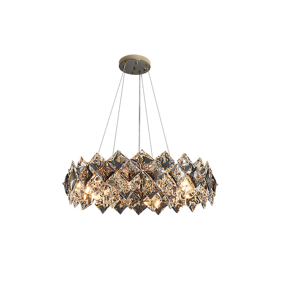 Modern 8-Light Tiered Crystal Chandelier with Adjustable Cables