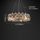 Modern 8-Light Tiered Crystal Chandelier with Adjustable Cables