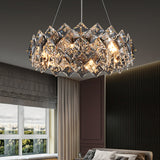 Modern 8-Light Tiered Crystal Chandelier with Adjustable Cables