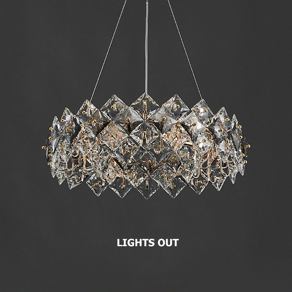 Modern 8-Light Tiered Crystal Chandelier with Adjustable Cables