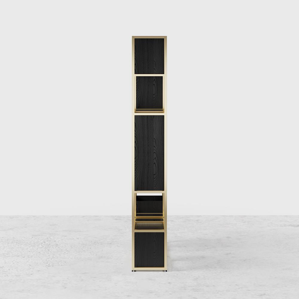 78" Modern Black Steel Geometric Bookcase 6-Tier Bookshelf Wooden Tall Book Shelf