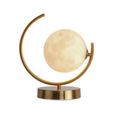 Modern 1-Light 3D Moon Table Lamp Semi-Ring Bracket