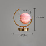 Modern 1-Light 3D Moon Table Lamp Semi-Ring Bracket