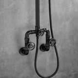 Industrial Style Wall-Mounted Shower System 2-function in Black