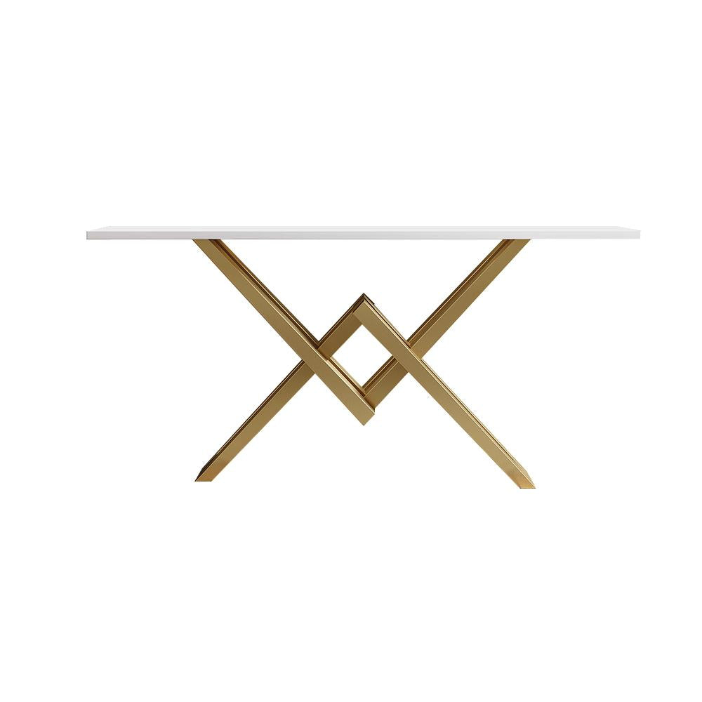 Black & Gold Narrow Console Table Accent Table For Entryway X Base Metal in Small