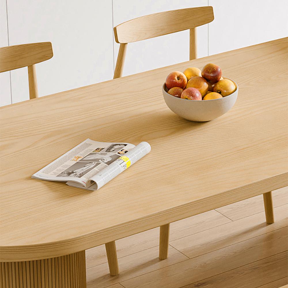 55" Farmhouse Dining Table 6 Seater Pine Wood Table Pedestal Base