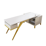 Hungled 55.1" Modern Rectangular  Writing Desk Computer Desk with Side Cabinet & Drawers