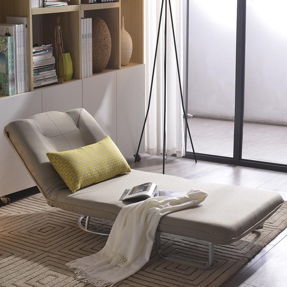 33.5" Beige Lay-down Singer Sleeper Sofa Bed Lounge Chair
