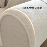 87" Modern White Boucle 3-Seater Sofa Upholstered   Convertible  with Side Storage