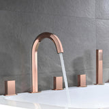 Rose Gold Modern Bathtub Faucet 3-Handle Deck Mounted Roman Tub Faucet & Hand Shower