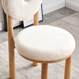 Modern White Boucle Dining Chair Side Chair Natural Wood Legs