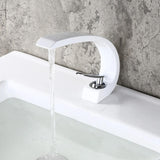 Modern Single Hole 1-Handle C-Shaped Curved Spout Bathroom Sink Faucet with Pop Up Drain in Brushed Nickel