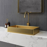 Contemporary Gold Rectangular Stainless Steel Vessel Sink Luxury Wash Sink