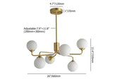 Modern Brass Sputnik Chandelier 9-Light with Glass Shade for Living Room