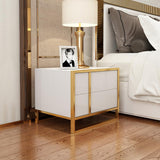 Black Lacquer Bedroom Nightstand Stainless Steel in Gold