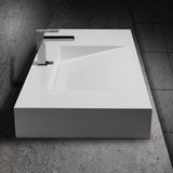 40" Wall-Hung Stone Resin Rectangle Bathroom Ramped Sink in Matte White