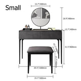 Modern Gray Makeup Vanity Set with Velvet Surface Dressing & Mirror & Stool in Small