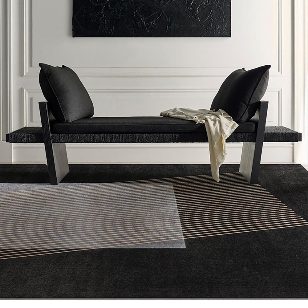 5' x 8' Designer Modern Style Rectangular Black Geometric and Physics Area Rug
