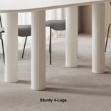 71" Oval White Dining Table 4 Pedestals 8 Seater Dining Room Table