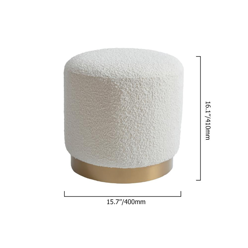 Modern White Round Lamb Wool Vanity Stool Makeup Stool