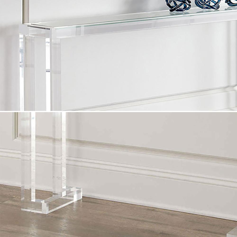 47.2_ Crystal Clear Acrylic Rectangular Console Table with Glass Top