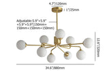 Modern Brass Sputnik Chandelier 9-Light with Glass Shade for Living Room