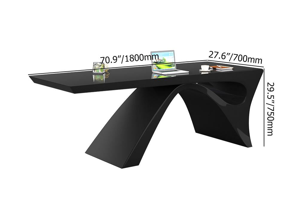 71" Modern White Computer Desk Rectangular Executive Desk with Abstract Base