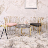 Pink Velvet Upholstered Accent Chair in Gold Legs Accent Chair