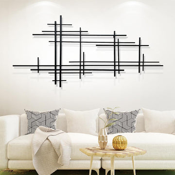 Minimalist Black Metal Wall Decor with Vertical Lines