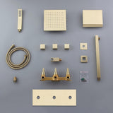 Wall-Mounted 10" Shower System in Brushed Gold with Tub Spout Solid Brass