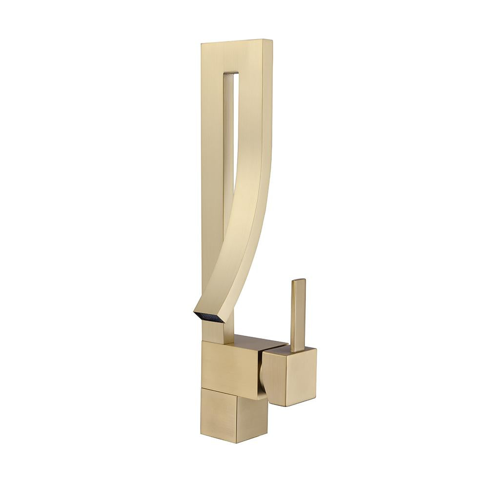Single Handle Single Hole Bathroom Sink Faucet with Waterfall Spout in Chrome Brass