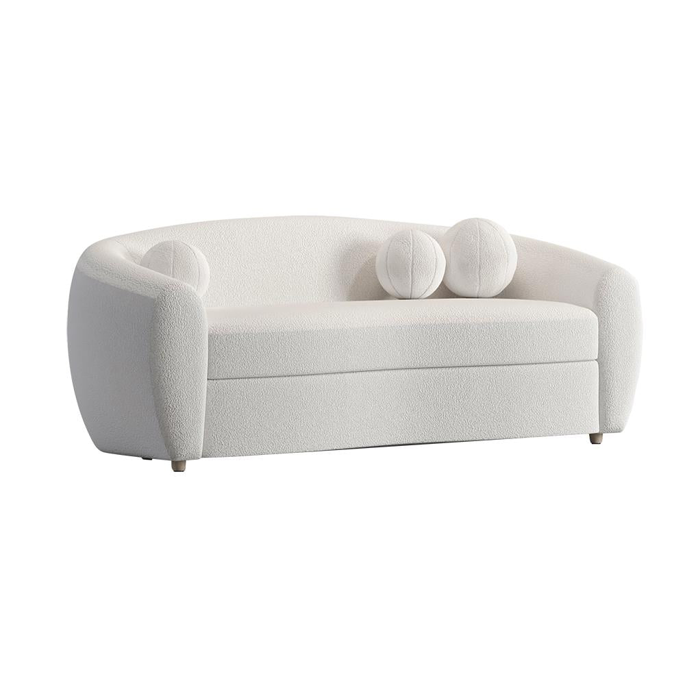 82" Modern White Teddy Velvet 3 Seaters Curved Sofa for Living Room