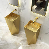 Gold Modern Luxury Stainless Steel Sink Pedestal Sink Freestanding
