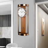 Modern Metal Hollow-out Wall Clock with Pendulum & Rhinestones