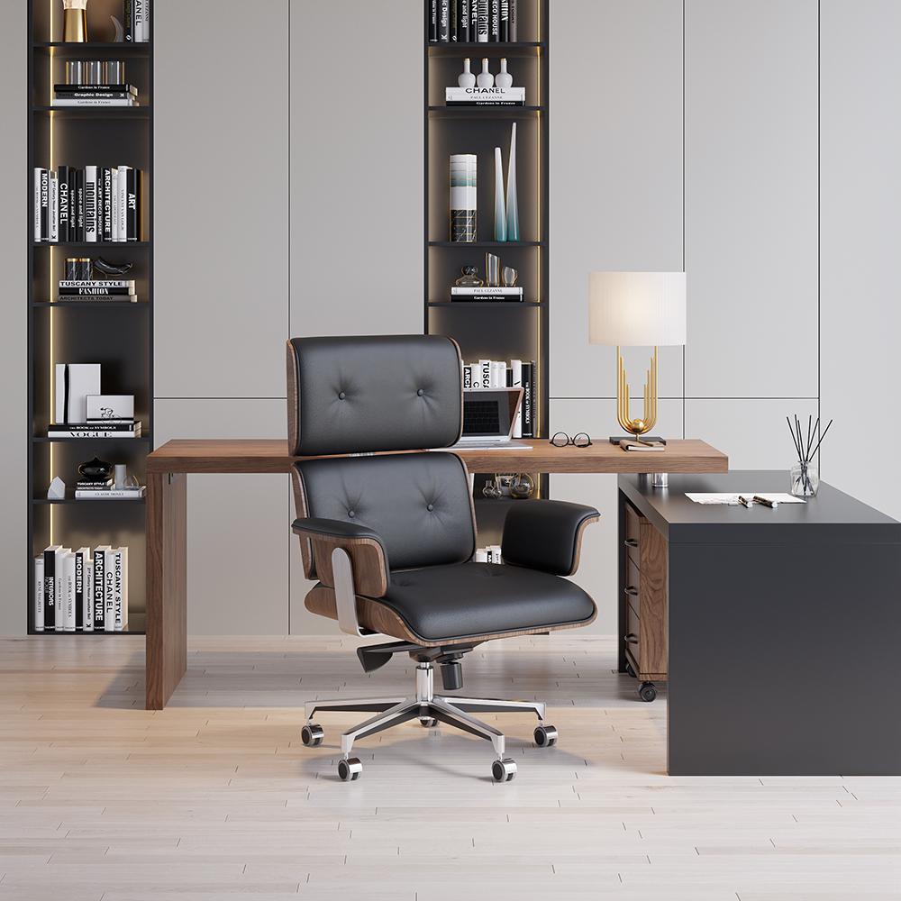 Modern Black Home Office Chair Upholstered Swivel Task Office Chair Height