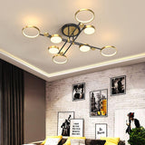 Modern Semi Flush Mount Lighting Gold Ceiling Light Fixture LED Ring