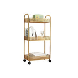 Modern Gold 3 Tiers Mesh Storage Shelves Rolling Cart Rack Metal