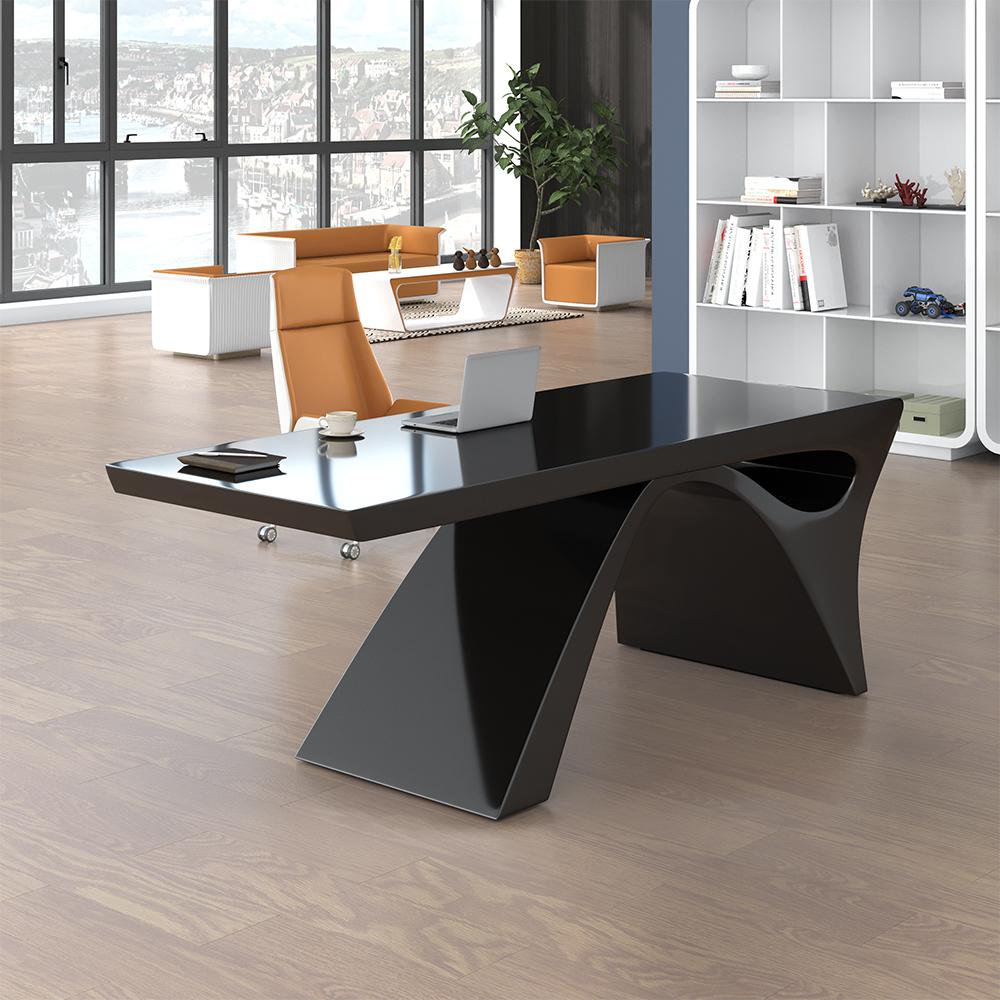 71" Modern White Computer Desk Rectangular Executive Desk with Abstract Base