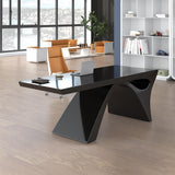 71" Modern White Computer Desk Rectangular Executive Desk with Abstract Base