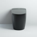 Elongated One-Piece Smart Toilet Floor Mounted Automatic Toilet in Black & Gold Rim