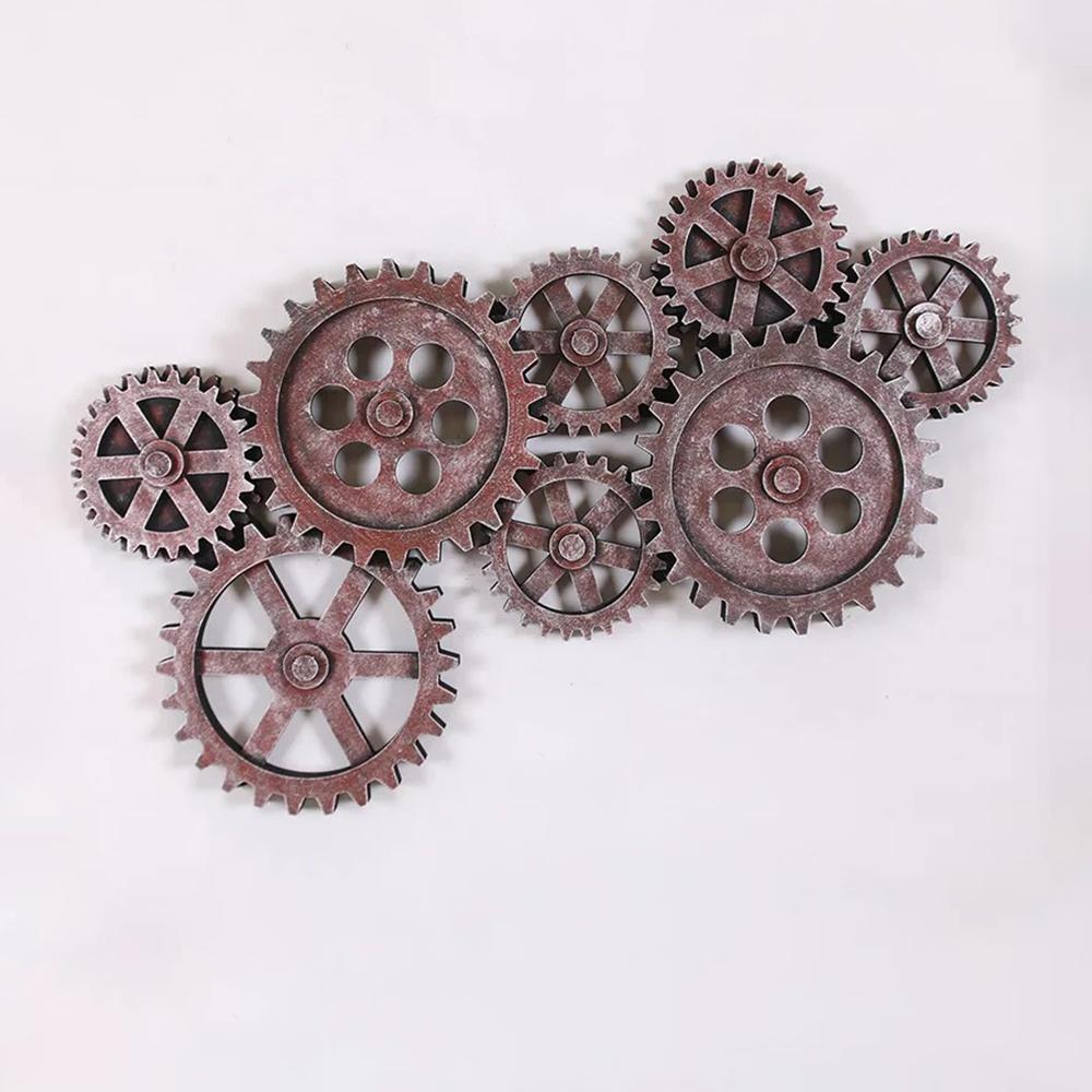 Industrial Distressed Wall Decor with Gear Design in HDF