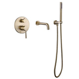 Modern Wall-Mount Matte Black Bathtub Filler Faucet with Handshower Solid Brass