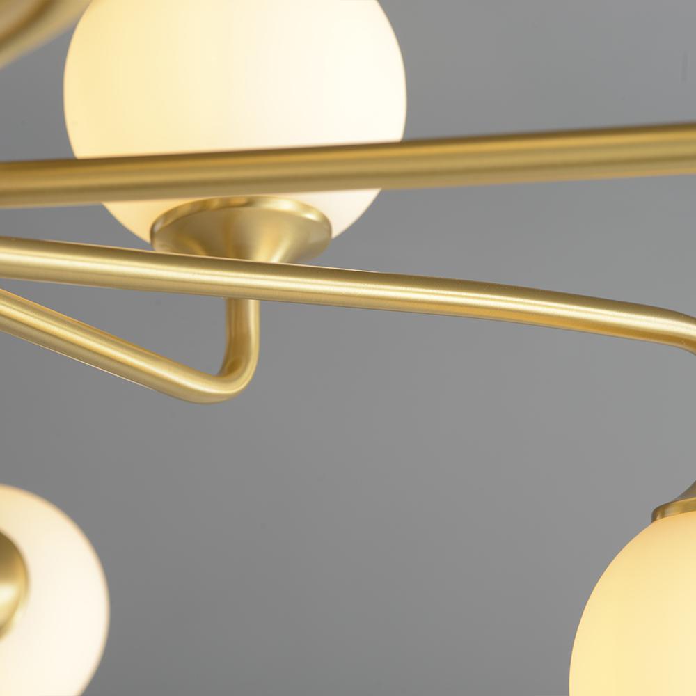 Modern Brass Sputnik Chandelier 9-Light with Glass Shade for Living Room